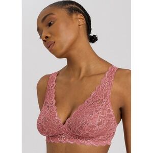 Hanro Moments Lace Bra Bralette Size 32D Sweet Pepper Luxury‎ Intimates Lingerie